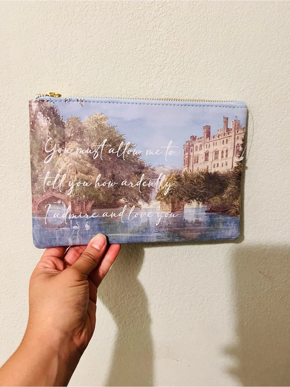 Scenic Pride & Prejudice Print Zip Pouch - Light Blue